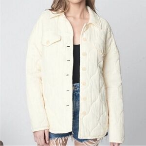 BLANKNYC Quilted Cream Shacket Jacket